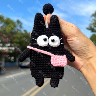 汽车钥匙保护套毛线编织成品抽拉式电瓶车钥匙包车内饰钥匙收纳包