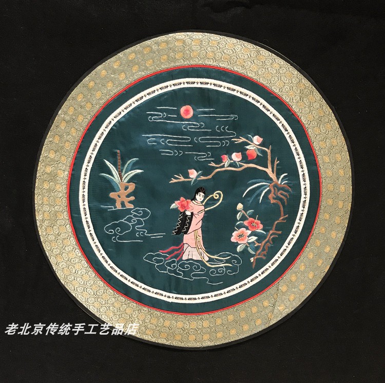 麻姑祝寿图燕京八绝宫廷绣祝寿特色礼品手工绣品老绣片京绣装饰画