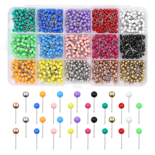 彩色珍珠大头针线组钓鱼线盒主线轴绕线圈固定大号别针小号定位针