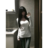 软糯针织衫 美式 辣妹大v领长袖 女秋冬收腰显瘦小众纯欲软糯上衣服