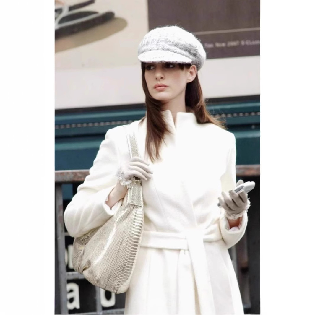 2025新品秋冬高定版发财宅女同款安妮海瑟薇白色羊毛大衣女