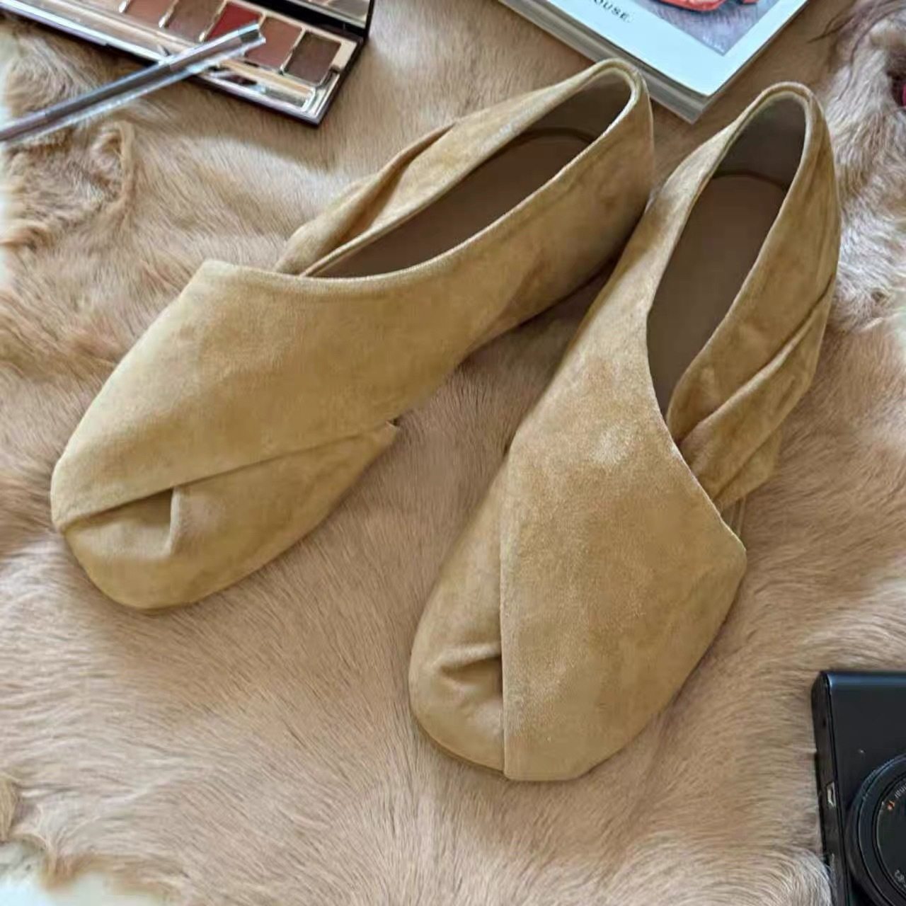 羊皮版~复古小众交叉带包头单鞋女2026年春季新款百搭平底懒人鞋,女鞋,浅口单鞋,淘宝优惠券,粉丝福利购,淘宝优惠卷