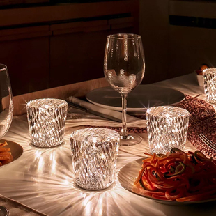 日本Xtal 小夜灯水晶台灯玻璃钻石餐厅酒吧艺术氛围灯ED充电台灯