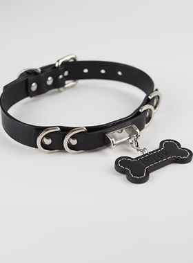 骨头形状皮质puppy狗牌项圈定制choker男女通用颈饰颈环脖圈K9K81