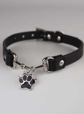 爪印项圈女定制铃铛兽装颈环项链男choker皮质朋克配饰猫爪狗脚印