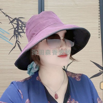 100%桑蚕丝香云纱双面戴渔夫帽大帽檐遮阳防晒防紫外线帽子