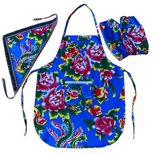 幼儿园儿童东北大花民族风纯棉围裙套装小朋友农耕运动会演出服饰