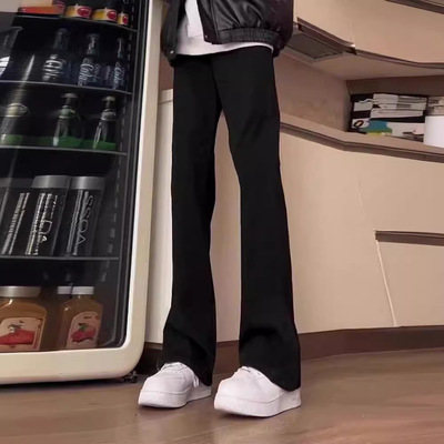 fromwrting 黑色西裤男款修身微弹力裤子美式高街vibe裤ootd穿搭