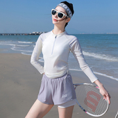 保守长袖 平角学生温泉游泳装 防晒泳衣女2026年新款 显瘦遮肚分体式