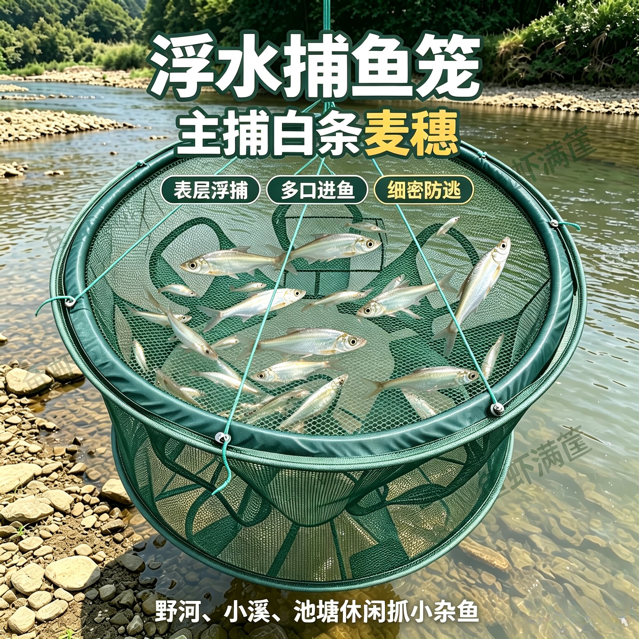 白条专用笼自动折叠圆形浮水捕鱼笼渔笼虾笼捕鱼工具抓鱼网黄鳝网