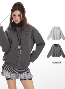 In Gemini Code 美式太空棉连帽开衫卫衣女秋冬高级宽松拉链外套