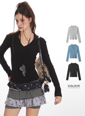 In Gemini Code修身显瘦正肩长袖T恤女春秋内搭紧身打底衫辣妹衣