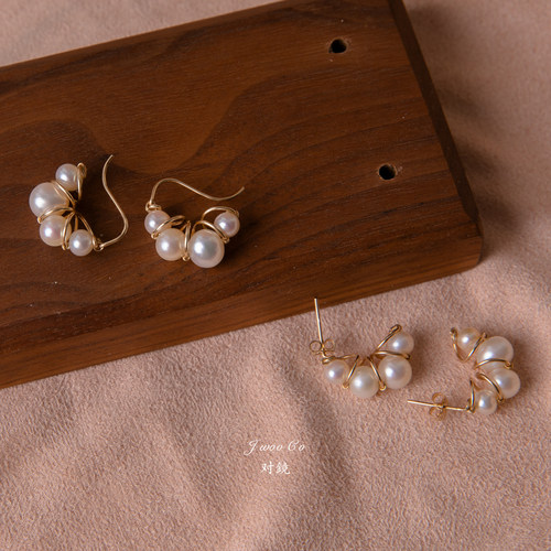 原创手工珍珠气质耳钉耳环