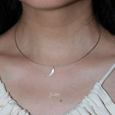 JWOOCO纯手工锻造纯银小月亮项圈