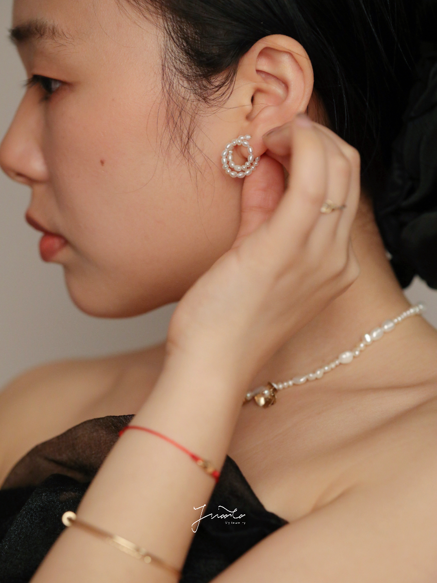 JWOOCO淡水真珍珠随性气质耳环