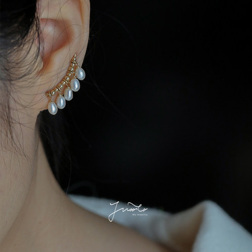 JWOOCO复古天然珍珠两戴U型耳环