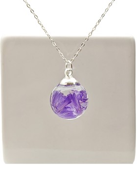 原创紫色勿忘我纯银项链百搭小众