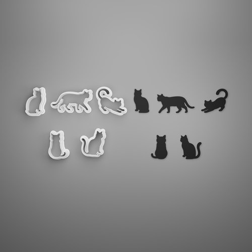 猫咪形状软陶模具DIY耳饰粘土面包饼干猫猫切模0.4mm超薄切口