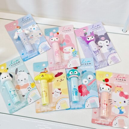 日本三丽鸥限定sanrio可爱kitty美乐蒂卡通头润唇膏保湿 护手霜