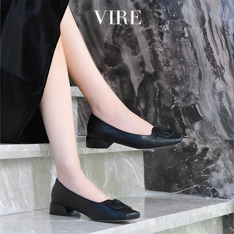 vire阿芙莎2025女单鞋时尚百搭舒适低跟方头平底鞋春季,女鞋,浅口单鞋,淘宝优惠券,粉丝福利购,淘宝优惠卷