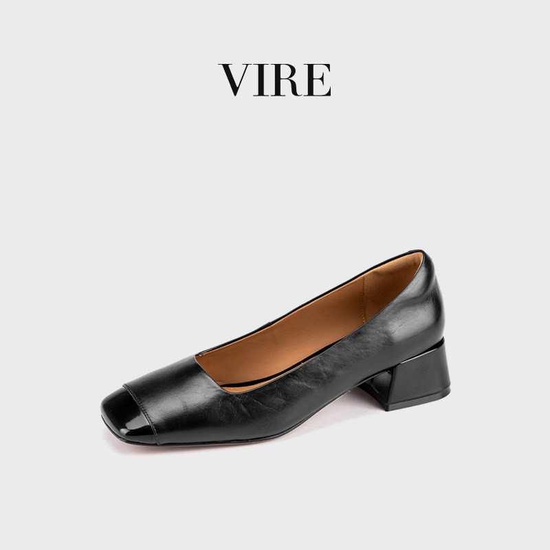VIRE/2619382新款法式时尚编制浅口中跟鞋百搭方头气质粗跟单鞋D,女鞋,浅口单鞋,淘宝优惠券,粉丝福利购,淘宝优惠卷