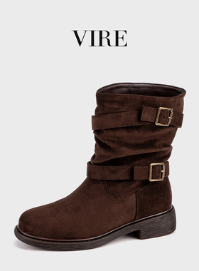 VIRE/16189法式时尚舒适简约休闲厚底加绒保暖冬季短靴B