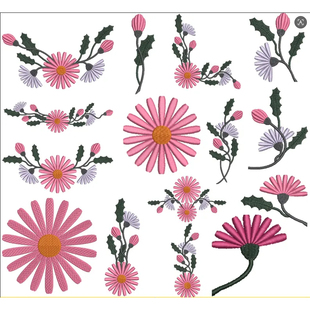 小清新花朵刺绣文件家用商用绣花机通用格式威尔克姆制版软件制版