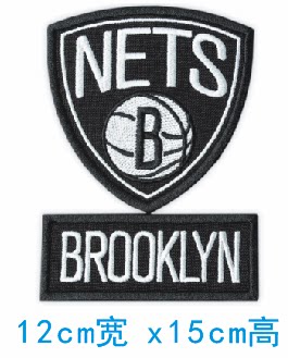 布鲁克林篮网队刺绣布贴前胸后背刺绣贴外贸nba mlb nhl刺绣贴