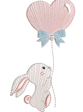 小兔子气球绣花刺绣电脑文件20年绣花制版经验来图来料绣花制版