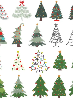 圣诞树系列绣花刺绣文件圣诞树圣诞彩灯彩带电脑绣花刺绣emb dst