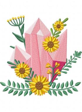 小清新花朵萌萌哒可爱黄色花朵电脑绣花刺绣原格式emb电脑绣花