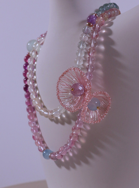 原创设计多巴胺项链粉色少女心锁骨链手链设计师原创萤石海蓝宝