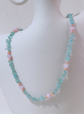 原创设计项链锁骨链吊坠珍珠紫水晶天河石磷灰石简约百搭气质