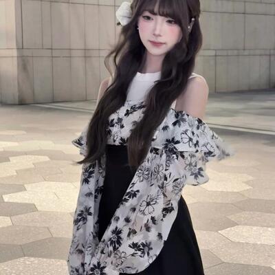 日系MJ人气款荷叶边露肩连衣裙