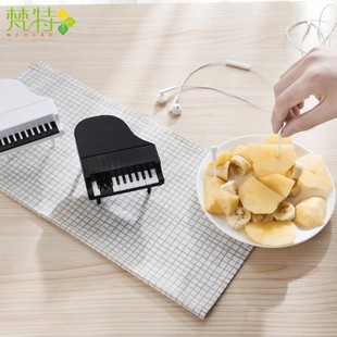 钢琴造型琴键水果叉 吃水果专用叉 可爱造型水果叉黑白色 10支叉