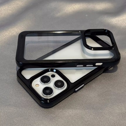 适用三星S23+手机壳Note10/20Ultra石墨黑S22亚克力s21暗黑风S25plus纯色透明撞色边框加厚防摔S25edge小众套