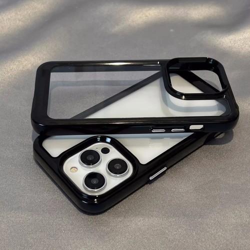 适用三星S23+手机壳Note10/20Ultra石墨黑S22亚克力s21暗黑风S25plus纯色透明撞色边框加厚防摔S25edge小众套