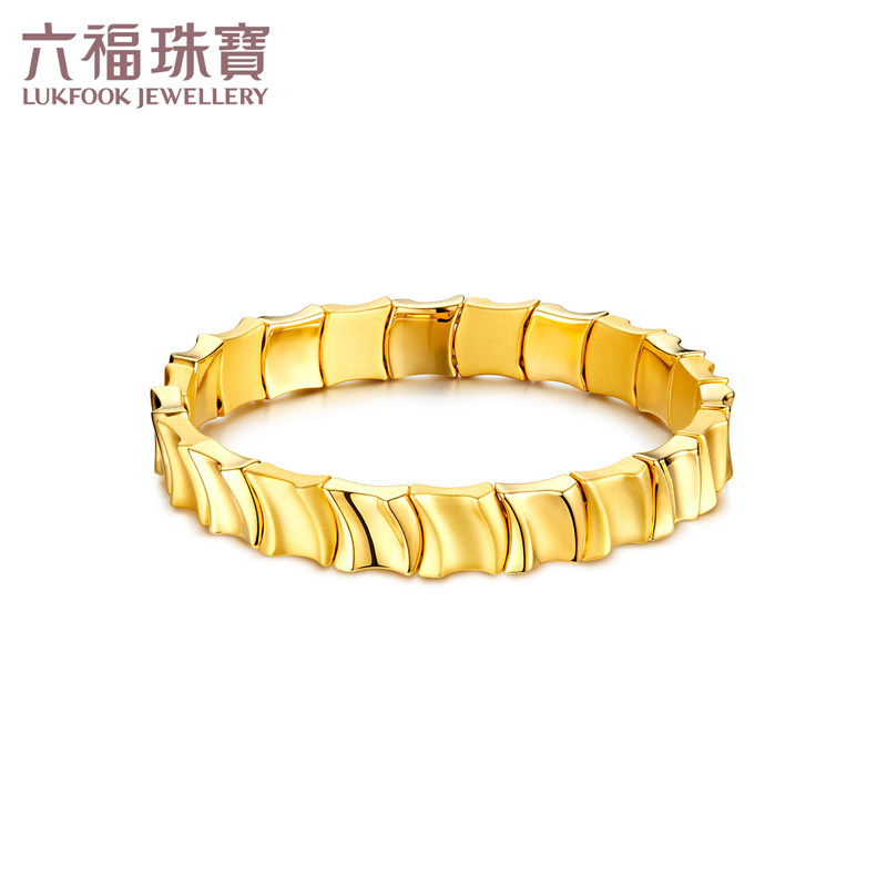 【双11预售】六福珠宝波浪黄金手链女款足金手镯计价F73TBGB0004属于什么档次？