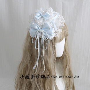 多色昭和小芙蝶礼帽Lolita发饰小缎带头饰芭蕾风小礼帽花嫁洛丽塔