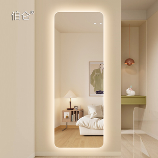 智能无框全身镜带灯壁挂墙家用LED穿衣镜玄关衣帽间发光试衣镜子