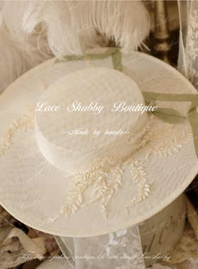 LACESHABBY复古清新中古铃兰米白色法式礼帽新娘头饰摄影造型帽子