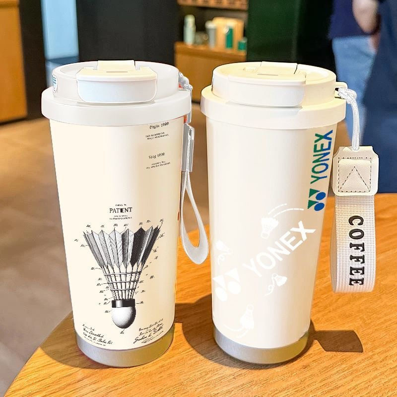 羽毛球保温杯吸管水杯男女双饮口咖啡杯学生专用新款大容量高颜值
