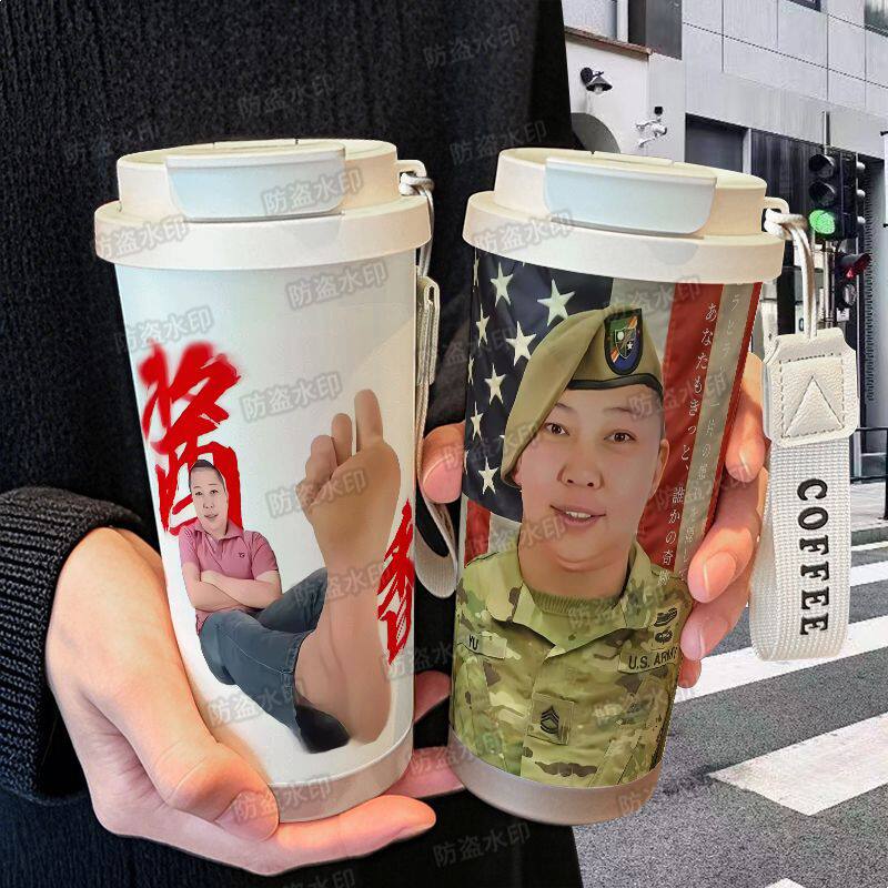 东北雨姐搞笑便携式保温杯学生儿童大容量316不锈钢水杯咖啡杯