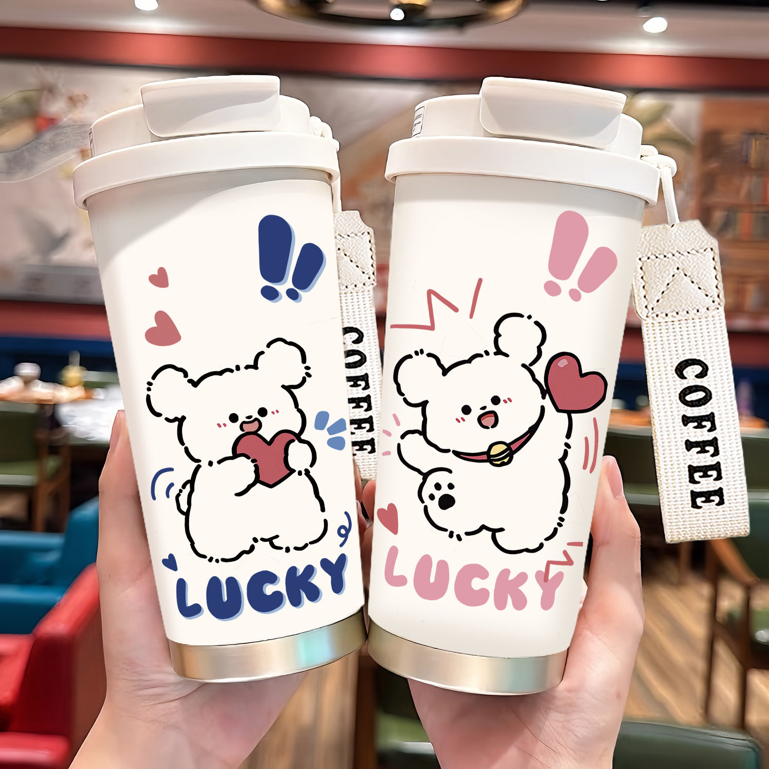 保温杯男女新款高颜值超大容量咖啡杯小巧外出316陶瓷不锈钢