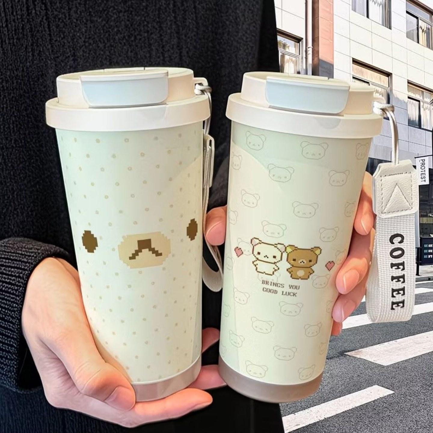 轻松熊创意周边保温杯不