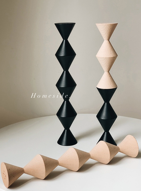 Homeside无尽之柱摆件实木烛台布朗库西抽象几何桦木雕塑民宿装饰