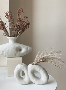 Homeside陶瓷素胚花瓶北欧ins原白色异形花器家居艺术装饰摆件
