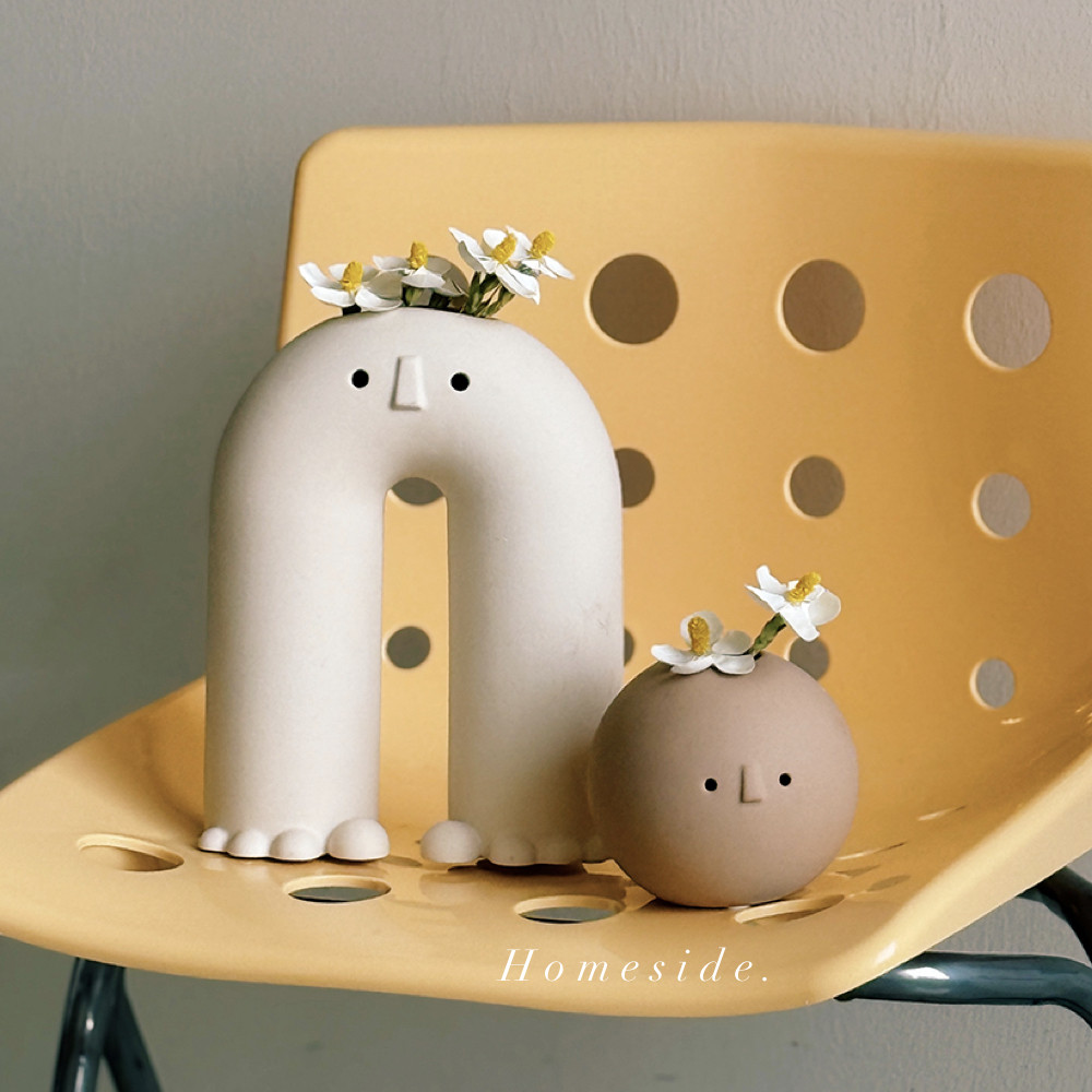 Homeside 大脚丫&小不点陶瓷花瓶ins可爱小眼睛水培花器装饰摆件,家居饰品,花瓶,淘宝优惠券,粉丝福利购,淘宝优惠卷