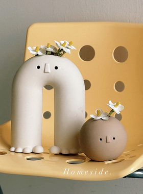 Homeside 大脚丫&小不点陶瓷花瓶ins可爱小眼睛水培花器装饰摆件