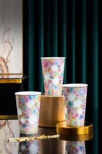 景德镇玲珑杯万花杯高温烧制玲珑工艺杯身雪花花纹